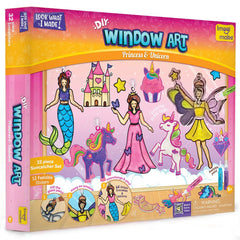 Imagimake Window Art | Princess 16 Pieces Glass Painting Set | Princess, Mermaid, Unicorn Designs | Craft Kit for Girls 5 Years & Above | Multicolor