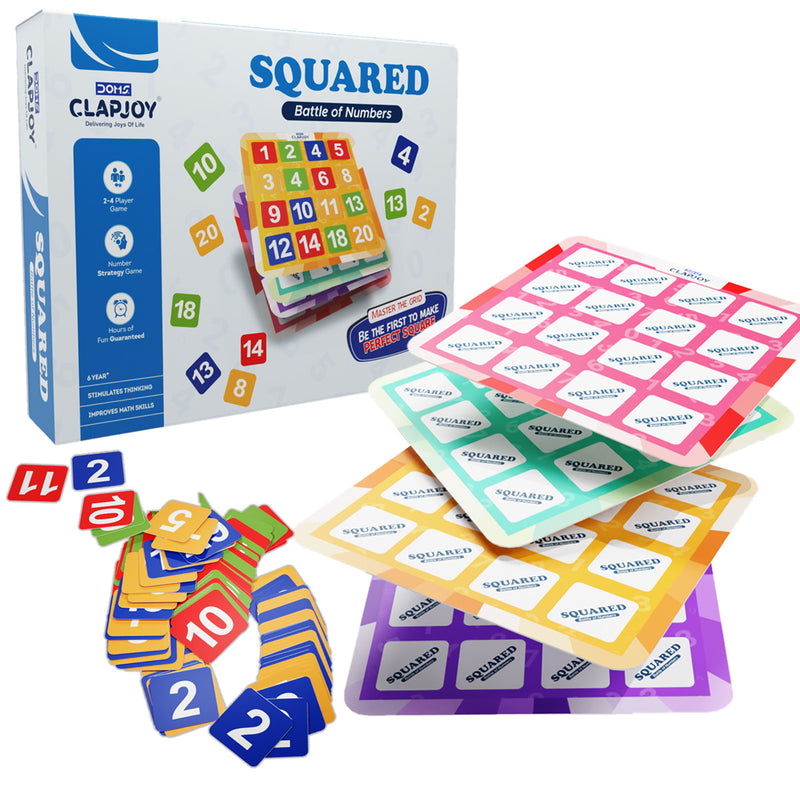 Squared Battle of Numbers Board Game for Kids & Family | Number Strategy Grid Game | Educational Math Skills & Brain Teaser Puzzle Game (Ages 6+)