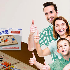 2 in 1 Slingo Wooden Board Game | Fast Finger Puck Game with Elastic Band & Acrylic Pucks | Multiplayer Indoor Tabletop Game for Kids, Teens & Adults