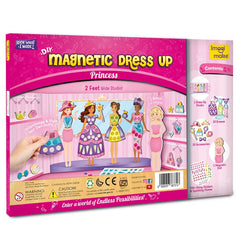 Imagi-Make DIY Magnetic Dress Up Princess toy set packaging with illustrations of dolls and accessories.
