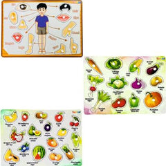 Todfod Wooden Jigsaw Puzzles Body Parts & Vegetable & Fruits Characters For Kids