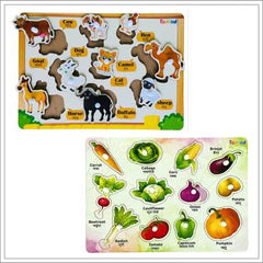 Todfod Wooden Jigsaw Puzzles Pet Animal & Vegetable Characters For Kids
