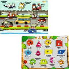 Todfod Wooden Jigsaw Puzzles Vehicle & Shapes Character For Kids
