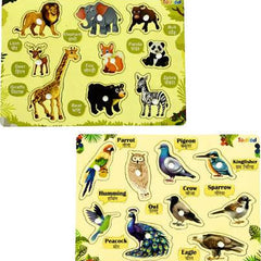 Todfod Wooden Jigsaw Puzzles Wild Animal & Birds Characters For Kids