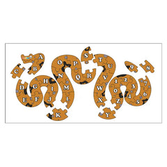 Set of puzzle pieces shaped like letters of the alphabet on a white background