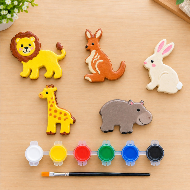 Todfod DIY Wild Animal Painting Kit for Kids | 5 Animal-Shaped Figures with 6 Paint Colors and Brush | Creative Art and Craft Activity Set