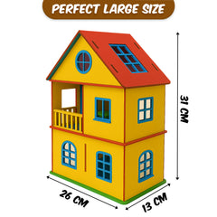 DIY Doll House Kit for Kids | Wooden Dollhouse Building & Painting Set | 3-Storey Wooden House with Furniture | Creative Build Paint & Play Toy for Girls & Boys