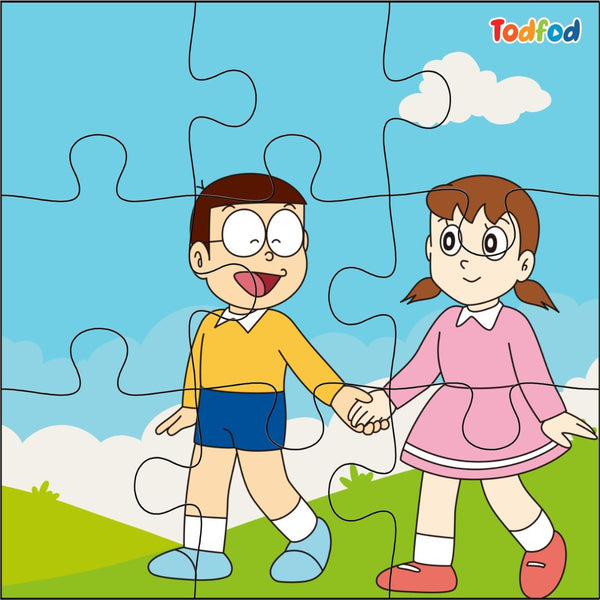 Todfod 6-in-1 Wooden Jigsaw Puzzle Set for Kids | Doraemon Cartoon Characters | 54 Pieces | Educational & Fun | Safe & Non|Toxic
