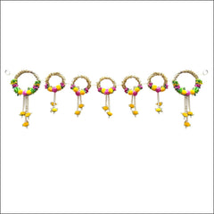 Set of decorative hair accessories with colorful beads on a white background