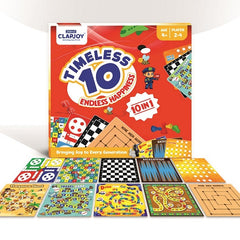 10 in 1 Board Game for Kids & Family | Ludo, Chess, Snakes & Ladders, Backgammon, Solitaire, Treasure Hunt & More | 2-4 Players | Age 4+ | With Rainbow Card Game