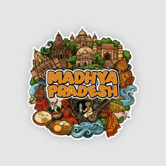 Todfod Madhya Pradesh Heritage Wooden Fridge Magnet – Temple & Culture Illustration, MP Travel Souvenir for Kitchen, Home & Gifting