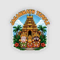 Smaran Jagannath Temple Wooden Fridge Magnet | Puri Deity & Golden Temple Illustration | 3x3 Inch Refrigerator Decor for Home Kitchen & Spiritual Gift