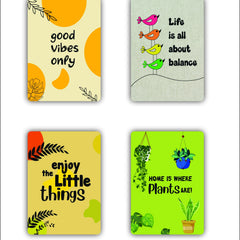 Todfod Motivational Botanical Wall Hanging Set of 4 | A4 Size Plant & Bird Theme MDF Wood Plaques for Home Decor