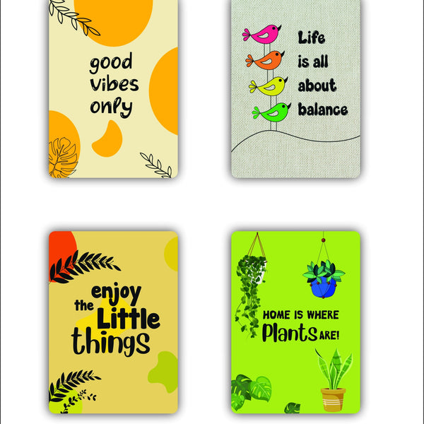 Todfod Motivational Botanical Wall Hanging Set of 4 | A4 Size Plant & Bird Theme MDF Wood Plaques for Home Decor