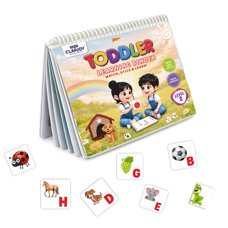 Toddler Learning Binder Level 2 for Kids 2-5 Years | Reusable Velcro Activity Book | Educational Montessori Learning Binder | Alphabet, Counting, Colors, Animals, Weather, Puzzles & More