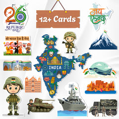 Todfod Republic Day Photo Booth Props for Kids & Family | 26 January Patriotic Tricolor Props Set | Indian Flag & Ashoka Chakra Photo Props for Baby Photoshoot, School Decoration & Party Celebration