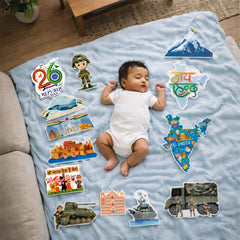Todfod Republic Day Photo Booth Props for Kids & Family | 26 January Patriotic Tricolor Props Set | Indian Flag & Ashoka Chakra Photo Props for Baby Photoshoot, School Decoration & Party Celebration