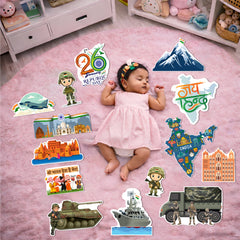 Todfod Republic Day Photo Booth Props for Kids & Family | 26 January Patriotic Tricolor Props Set | Indian Flag & Ashoka Chakra Photo Props for Baby Photoshoot, School Decoration & Party Celebration