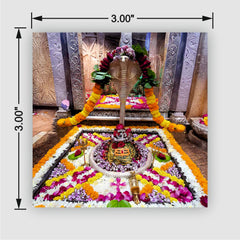 Todfod Omkareshwar Jyotirlinga Shrine Wooden Fridge Magnet – Sacred Deity Interior Spiritual Souvenir for Kitchen, Home & Gifting