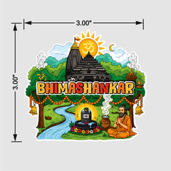 Smaran Bhimashankar Jyotirlinga Wooden Fridge Magnet | Spiritual Deity & Mantra Illustration | 3x3 Inch Spiritual Refrigerator Decor for Home Kitchen & Gift