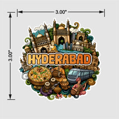 Smaran Hyderabad Wooden Fridge Magnet | Charminar & City Culture Illustration | 3x3 Inch Refrigerator Decor for Home Kitchen & Gift