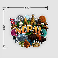 Smaran Nepal Wooden Fridge Magnet | Himalaya Temple & Yak Illustration | 3x3 Inch Refrigerator Decor for Home Kitchen & Gift