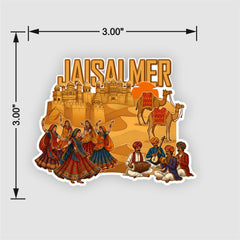 Smaran Jaisalmer Wooden Fridge Magnet | Desert Fort & Camel Illustration | 3x3 Inch Refrigerator Decor for Home Kitchen & Gift