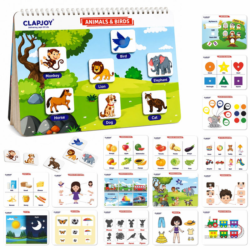 Toddler Learning Binder for Kids 2-5 Years | Reusable Velcro Activity Book | Educational Learning Binder for Alphabet, Colors, Shapes, Animals, Fruits & Vegetables | Montessori Learning Toy