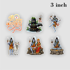 Todfod Mahadev Fridge Magnet Set of 6 | 3 Inch Colorful Cartoon Style MDF Wood Hindu Deity Religious Souvenir