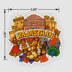 Smaran Rajasthan Wooden Fridge Magnet | Fort Elephant & Camel Illustration | 3x3 Inch Refrigerator Decor for Home Kitchen & Gift