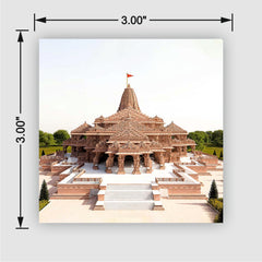Ram Mandir Ayodhya Fridge Magnet | 3x3 Inch Red Brick Temple MDF Wood Souvenir & Decor