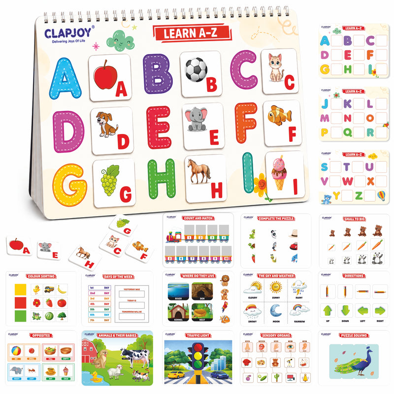 Toddler Learning Binder Level 2 for Kids 2-5 Years | Reusable Velcro Activity Book | Educational Montessori Learning Binder | Alphabet, Counting, Colors, Animals, Weather, Puzzles & More