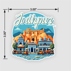 Smaran Jodhpur acrylic Fridge Magnet | Blue City Fort & Culture Illustration | 3x3 Inch Refrigerator Decor for Home Kitchen & Gift