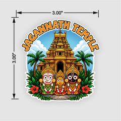 Smaran Jagannath Temple Wooden Fridge Magnet | Puri Deity & Golden Temple Illustration | 3x3 Inch Refrigerator Decor for Home Kitchen & Spiritual Gift