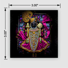 Dwarkadhish Beautiful Fridge Magnet | 3x3 Inch Ornate Hindu Deity Religious Souvenir & Home Decor