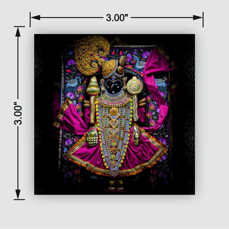 Dwarkadhish Beautiful Fridge Magnet | 3x3 Inch Ornate Hindu Deity Religious Souvenir & Home Decor