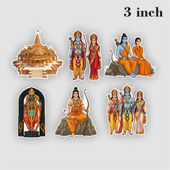 Todfod Ram-Sita Fridge Magnet Set of 6 | 3 Inch Colorful Cartoon Style MDF Wood Hindu Deity Religious Souvenir