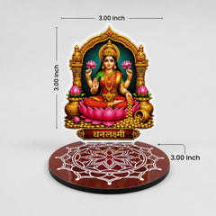TodFod Ashtalakshmi Tealight Candle Holder Coaster Set of 8 | 3 Inch Wooden MDF Lakshmi Diya Stand for Diwali Pooja Home Decor