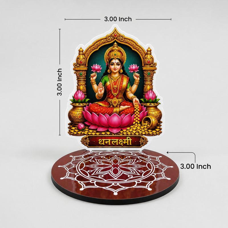 TodFod Ashtalakshmi Tealight Candle Holder Coaster Set of 8 | 3 Inch Wooden MDF Lakshmi Diya Stand for Diwali Pooja Home Decor