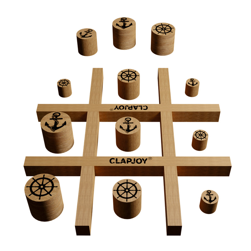 Wooden Cambio 3D Tic Tac Toe Board Game | Strategy & Skill Game with 12 Wooden Playing Pieces and 4 Wooden Rods | Family Indoor Game for Kids & Adults