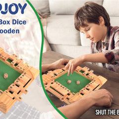 Clapjoy Shut The Box Wooden Dice Board Game for Kids & Family | Pinewood Number Strategy Game with Felt Board, 2 Pairs of Dice & Number Tiles | Educational Indoor Game