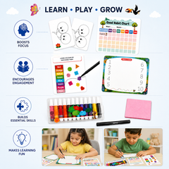 Pre-School Activity Kit for Kids 3+ Years | Write Learn & Wipe Tracing Board, Reusable Activity Cards, 12 Color Sketch Pens, Marker & Good Habit Chart