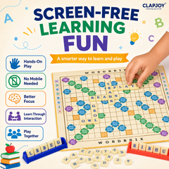 Clapjoy Wordbrix Word Building Board Game for Kids Ages 6-12 | 3-in-1 English Learning Game | Spelling, Vocabulary & Sentence Making | 100 Letter Tiles | 2-6 Players