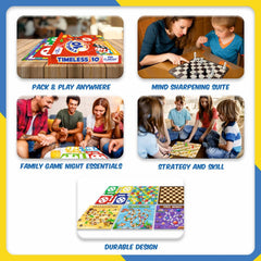 10 in 1 Board Game for Kids & Family | Ludo, Chess, Snakes & Ladders, Backgammon, Solitaire, Treasure Hunt & More | 2-4 Players | Age 4+ | With Rainbow Card Game