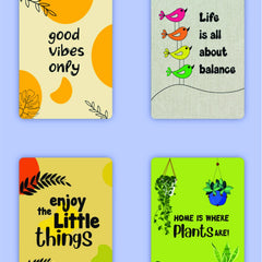 Todfod Motivational Botanical Wall Hanging Set of 4 | A4 Size Plant & Bird Theme MDF Wood Plaques for Home Decor