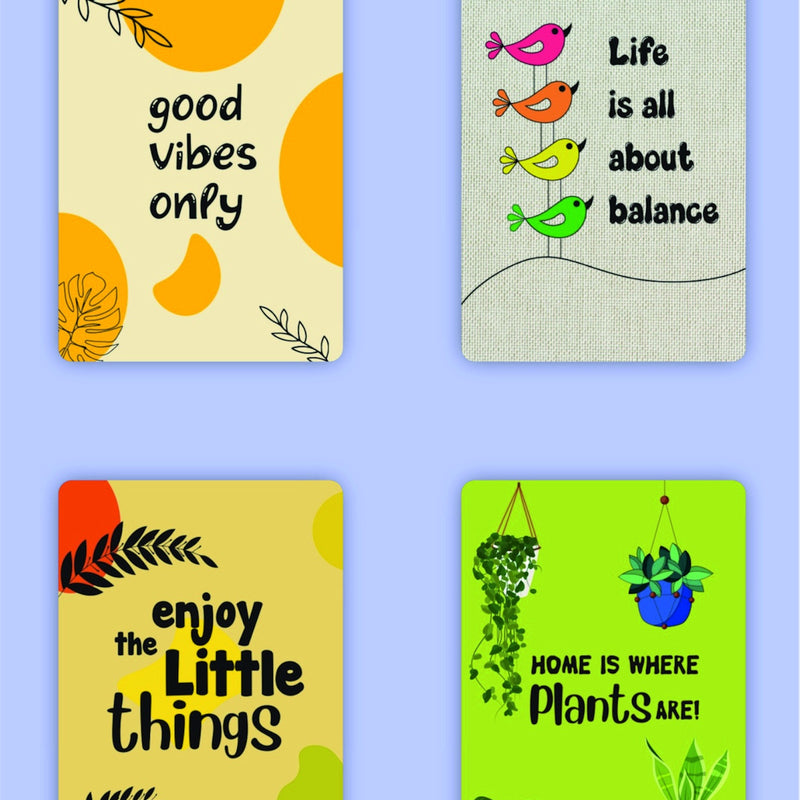 Todfod Motivational Botanical Wall Hanging Set of 4 | A4 Size Plant & Bird Theme MDF Wood Plaques for Home Decor