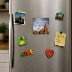 Dwarkadhish Temple Fridge Magnet | 3x3 Inch Sacred Pilgrimage Souvenir & Devotional Decor