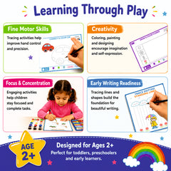 Scribble to Star Creative Activity Kit for Kids Age 2+ | 21-Day Drawing, Tracing & Coloring Book with 7 Activity Worksheets | Crayons, Tempera Paints, Pencil, Stencils, Stickers & Craft Supplies | Preschool Learning Kit