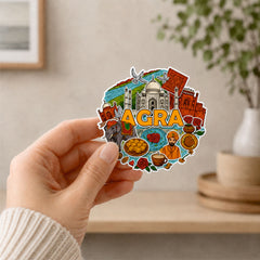 Todfod Agra Wooden Fridge Magnet | Taj Mahal & Heritage Culture Illustration | 3x3 Inch Refrigerator Decor for Home Kitchen & Gift - Todfod
