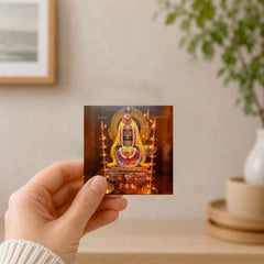 Smaran Rameshwaram Jyotirlinga Wooden Fridge Magnet | Sacred Deity Shrine Interior with Traditional Oil Lamps | 3x3 Inch Spiritual Refrigerator Decor for Home Kitchen & Gift
